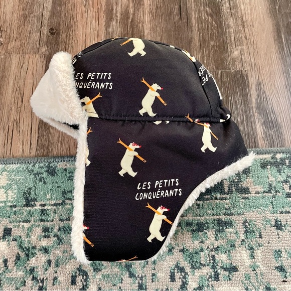 Bebedepino Black Pilots Aviator Trapper Hat Toddler Sized Free OSFM Ages 2-5 - Picture 7 of 9